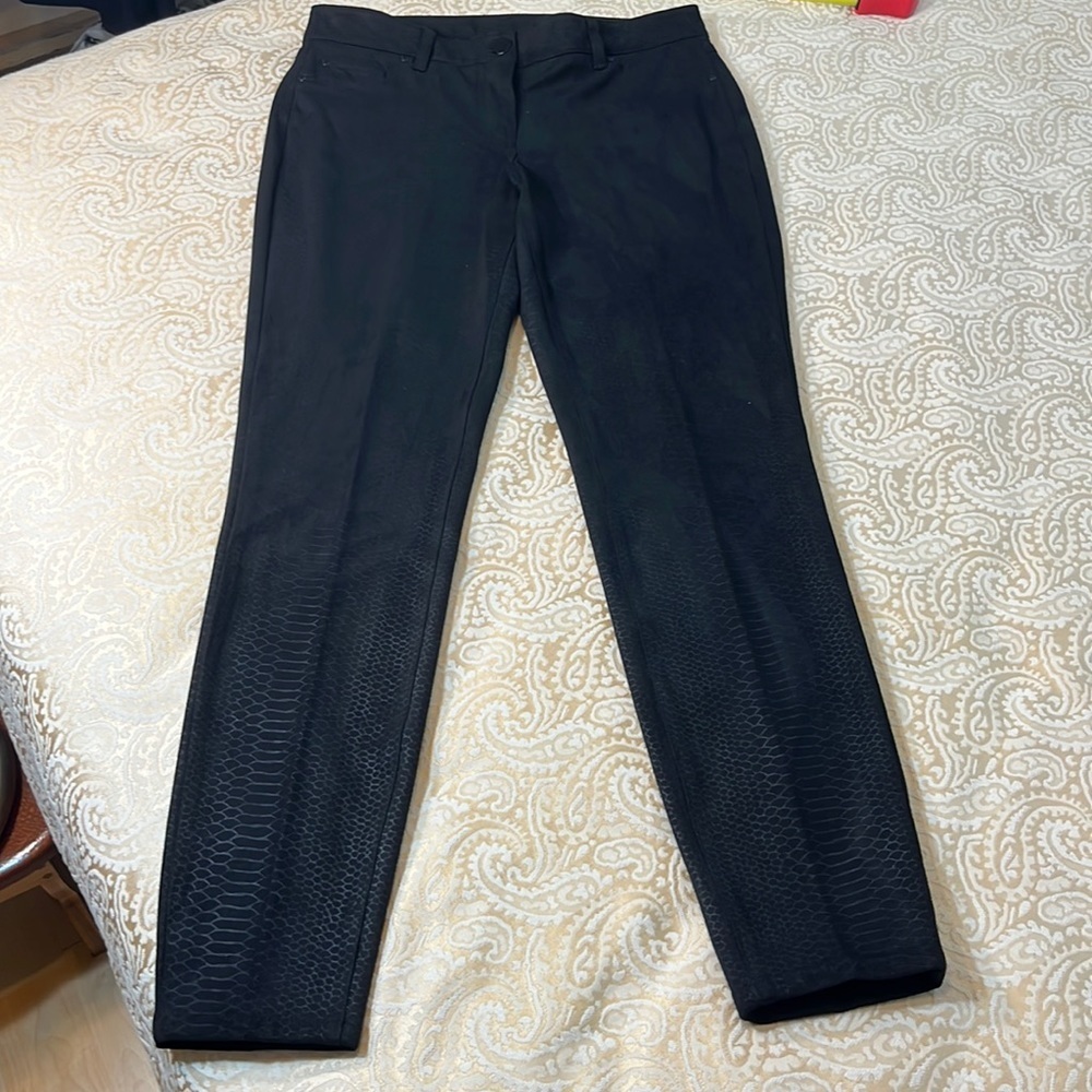 Artisan NY Black Reptile Print. Faux Suede Jean Style Pants.